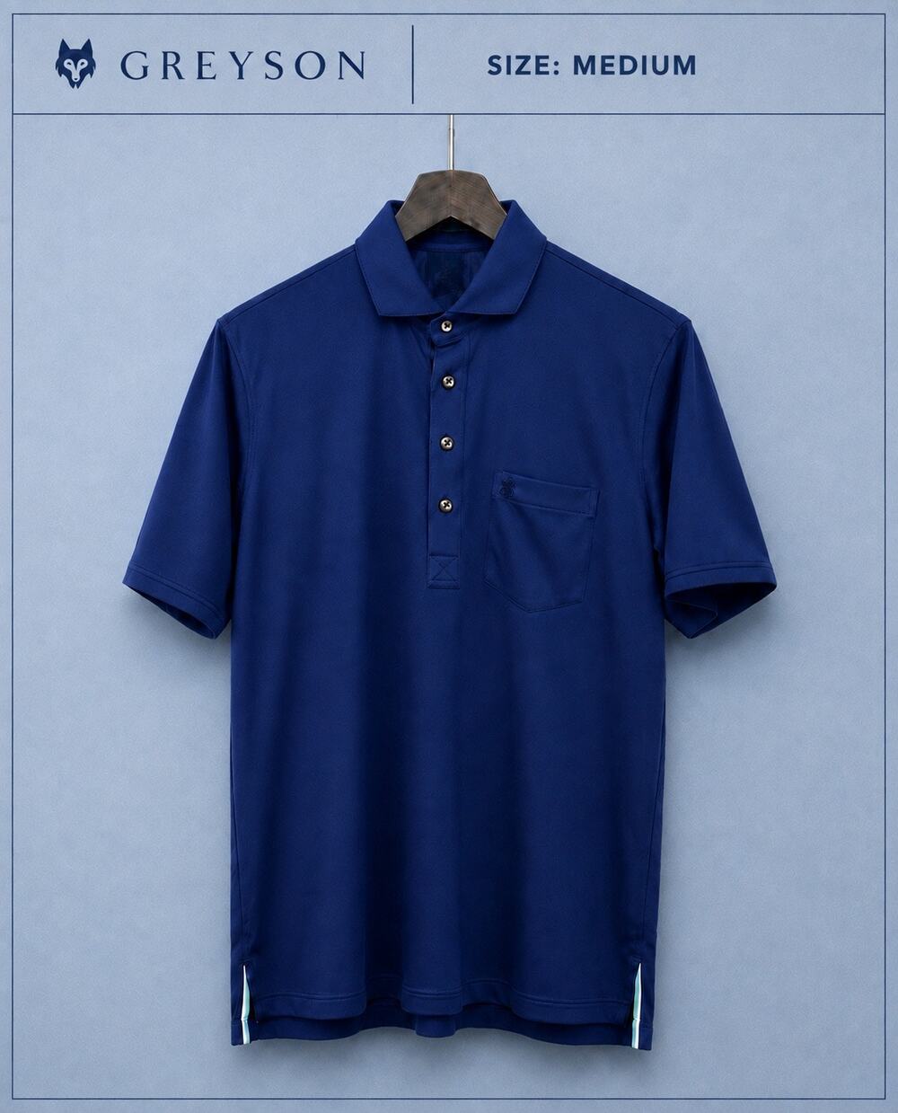 Greyson Mens Medium Aqua Blue Polo Shirt Pocket Short Sleeve NWOT